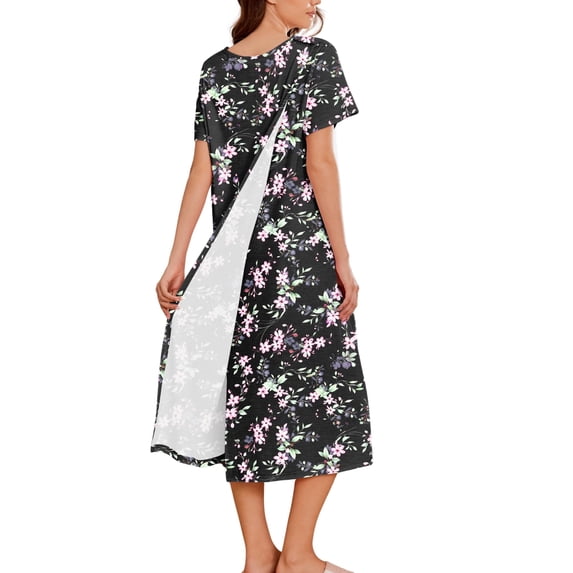 Pinspark Hospital Gowns for Women Labor Delivery Shoulder Surgery Dress Adaptive Clothing Night Robes for Elderly Plus Size