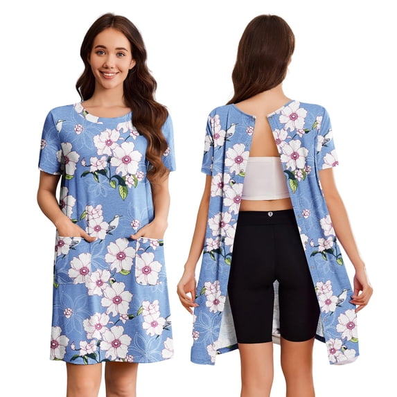 Pinspark Hospital Gowns for Women Open Back Tear Away Short Sleeve ...