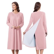 Pinspark Hospital Gowns for Women Post Shoulder Surgery Open Back Adaptive clothing lounge dress for Patients&Seniors Nightgown