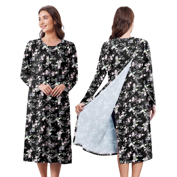 Pinspark Hospital Gowns for Women Post Shoulder Surgery Open Back Adaptive clothing lounge dress for Patients&Seniors Nightgown