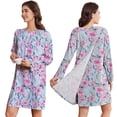 thumbnail image 1 of Pinspark Hospital Nightgowns Women Open Back Nightdress Bedridden Elderly Women' Pajama Dress Long Sleeve Post Surgery Gowns, 1 of 6