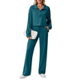 thumbnail image 1 of Pinspark Lounge Sets for Women Side Slit Sweatshirt Straight Leg Sweatpants with Pockets 2 Piece Matching Set Fall Fashion Sweatsuit Activewear Tracksuit, 1 of 6