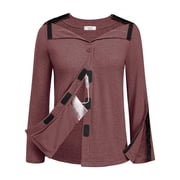 Pinspark Women's Long Sleeve Tops with Snap Buttons and Pockets Soft Comfortable Fabric for Everyday Casual Wear