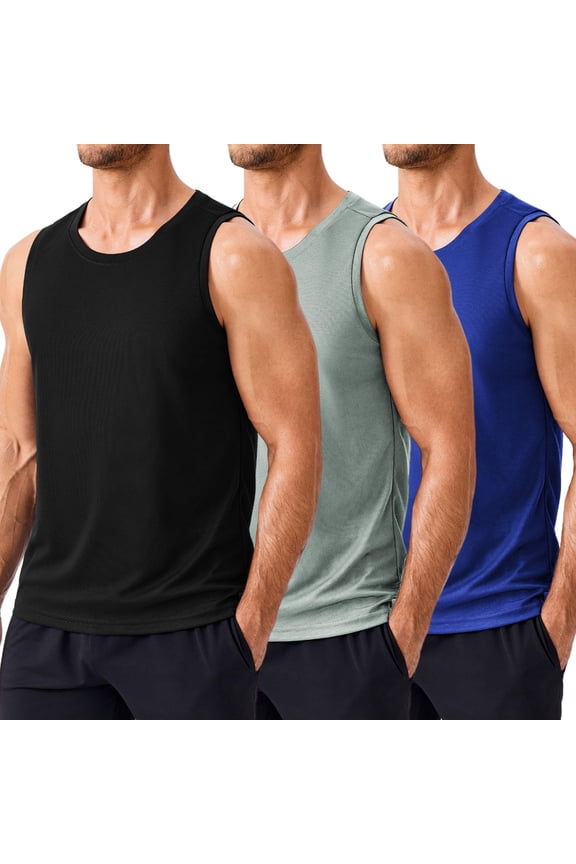 Men's 3 Pack Workout Tank Tops Quick Dry Sleeveless Muscle Tee Gym Bodybuilding Fitness Shirts for Men
