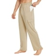 thumbnail image 1 of Pinspark Men's Baggy Cargo Sweatpants Open Bottom Straight Leg Loose Fit Drawstring Waist Deep Pockets, 1 of 6