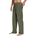 thumbnail image 1 of Pinspark Men's Baggy Cargo Sweatpants Open Bottom Straight Leg Loose Fit Drawstring Waist Deep Pockets, 1 of 6
