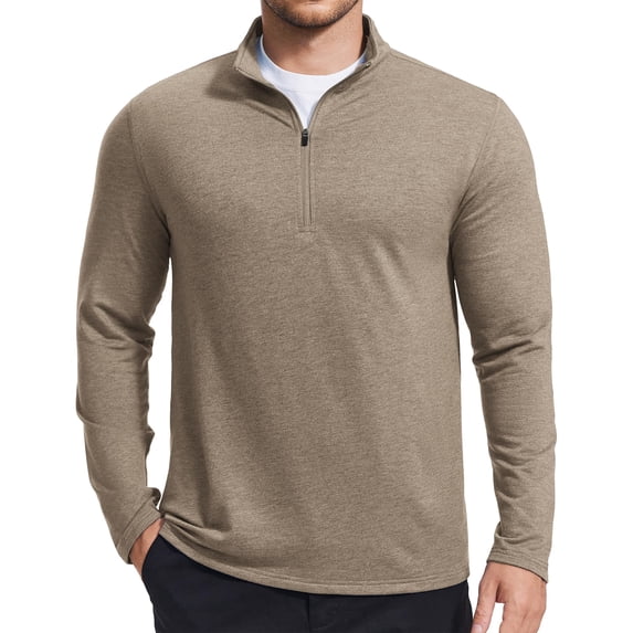 Pinspark Men's Quarter Zip Up Lightweight Pullover Mock Neck Sweatshirts Long Sleeve Golf shirts Performance Athletic Casual