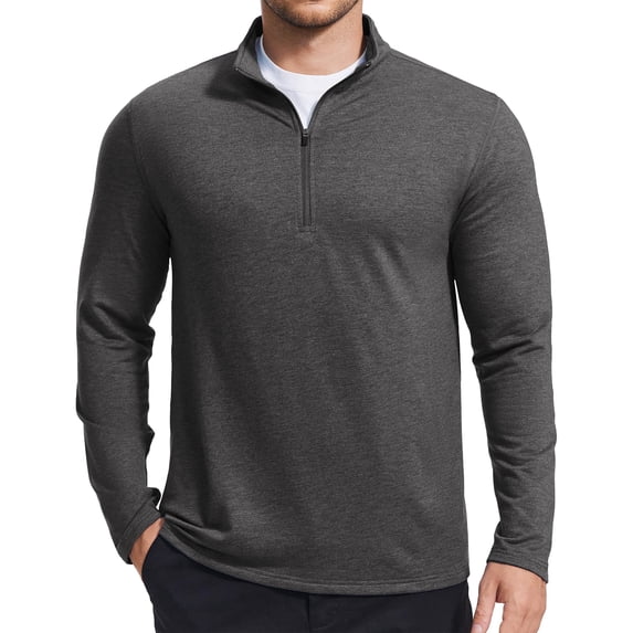 Pinspark Men's Quarter Zip Up Lightweight Pullover Mock Neck Sweatshirts Long Sleeve Golf shirts Performance Athletic Casual