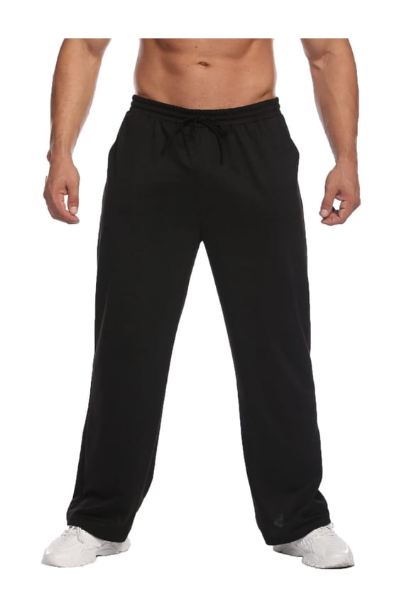 Mens Lightweight Sweatpants Baggy Sweat Pants Open Bottom Workout Pants for Men Grey Cotton Sweatpants with Pockets