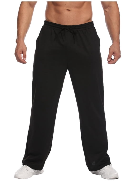 Mens Lightweight Sweatpants Baggy Sweat Pants Open Bottom Workout Pants for Men Grey Cotton Sweatpants with Pockets