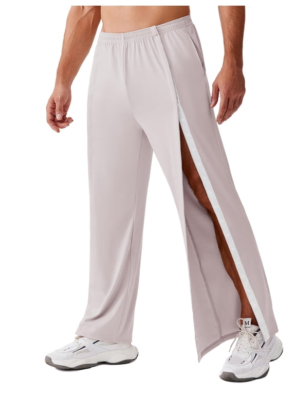 Mens Tear Away Pants After Hip Knee Surgery Breakaway Pants for Elderly Bedridden Tearaway Sweatpants with Pockets