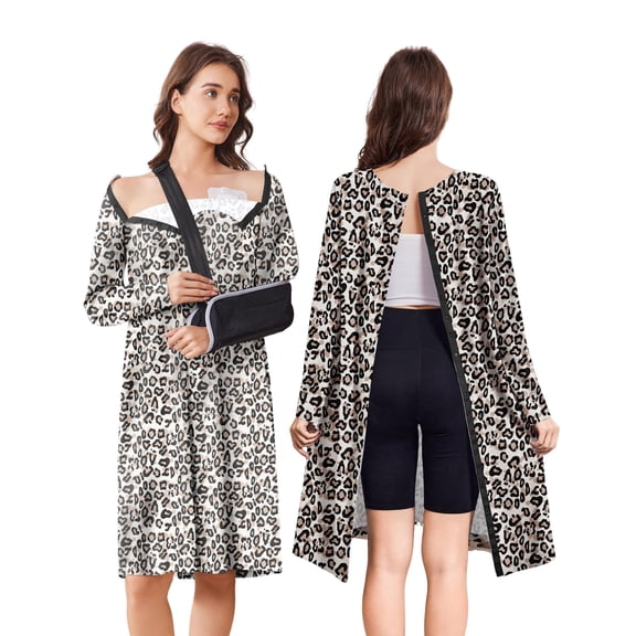 Pinspark Open Back Hospital Gowns for Women Post Shoulder Surgery Tear Away Snap Chemo Port Adaptive Clothing with Pockets