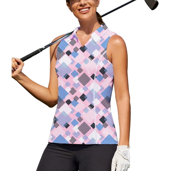 Pinspark Polo T Shirts for Women Sleeveless Golf Shirts Quick Dry Tennis Shirt Solid Workout Shirt