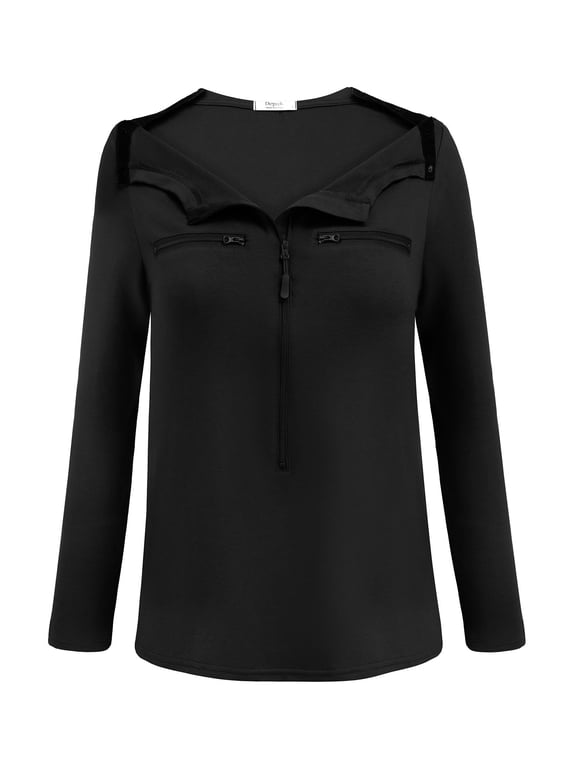 Women's Port Access Shirts Long Sleeve Adaptive Clothing for Post Shoulder Surgery and Chemo