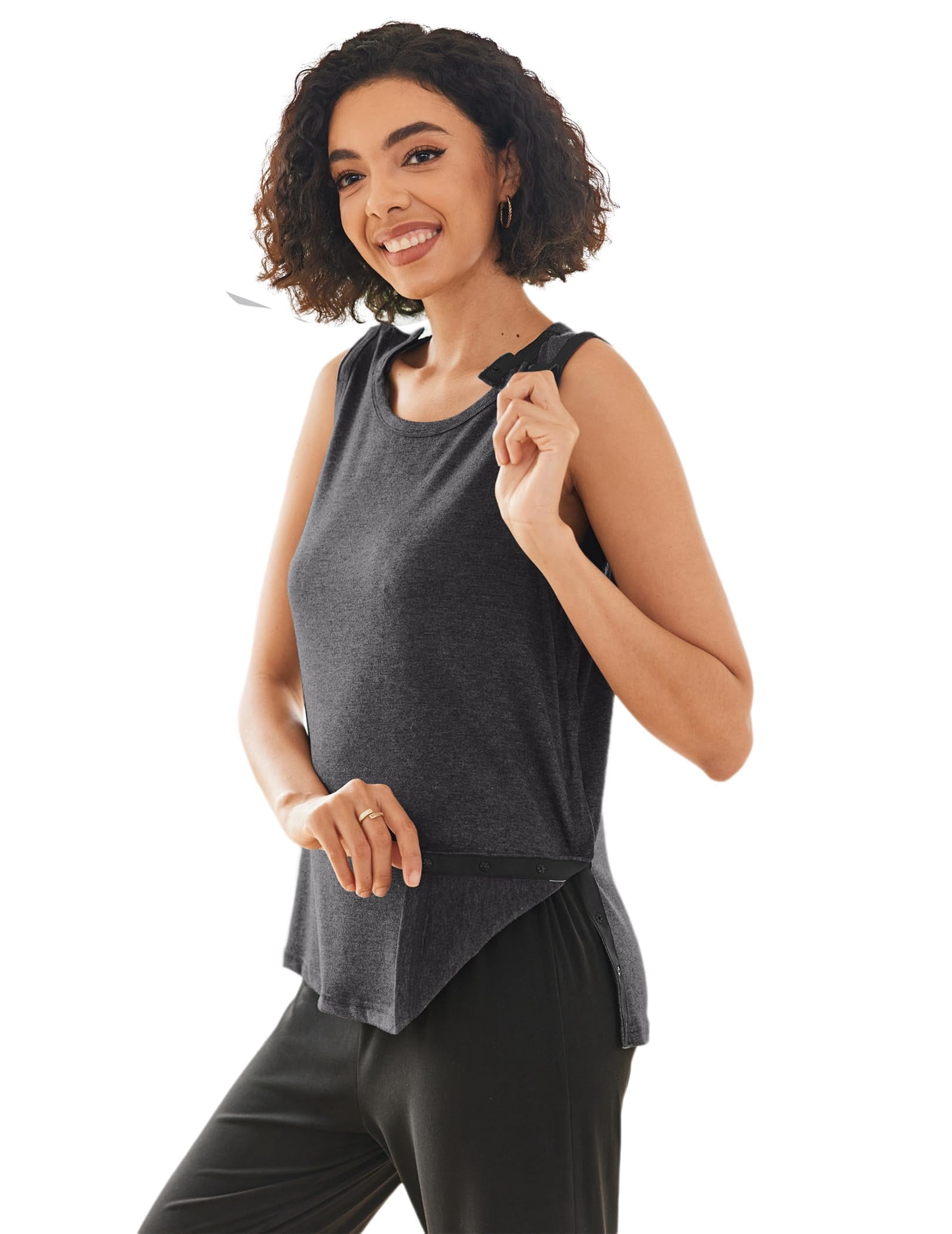 Pinspark Post Shoulder Surgery Shirts for Women Tear Away Snap Button ...
