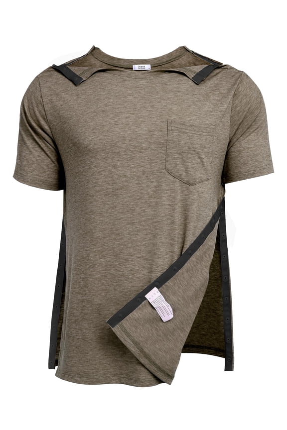 Shoulder Surgery Shirts for Men Tearaway Side Snap Short Sleeves Rotator Cuff Dialysis Recovery Chemo Shirts