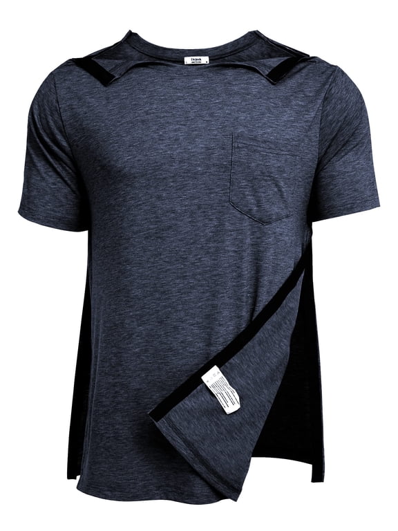 Shoulder Surgery Shirts for Men Tearaway Side Snap Short Sleeves Rotator Cuff Dialysis Recovery Chemo Shirts