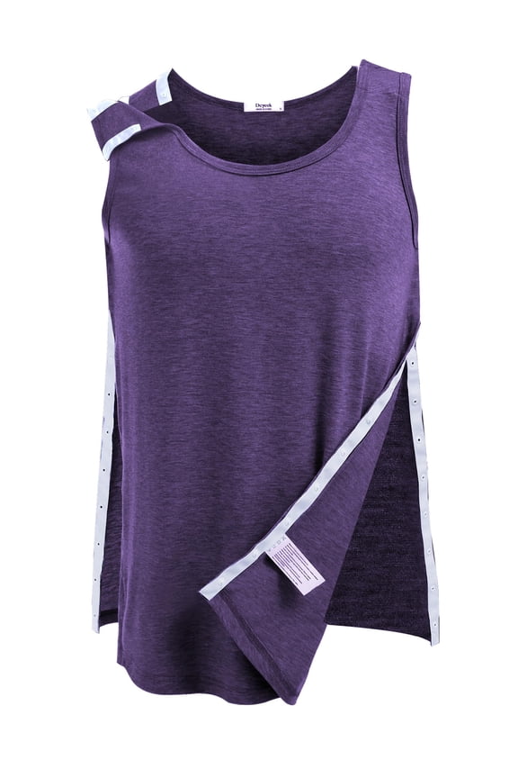 Shoulder Surgery Shirts for Women Tearaway Snap Surgical Shirt Post Mastectomy Recovery Tops Chemo Port Access Shirts