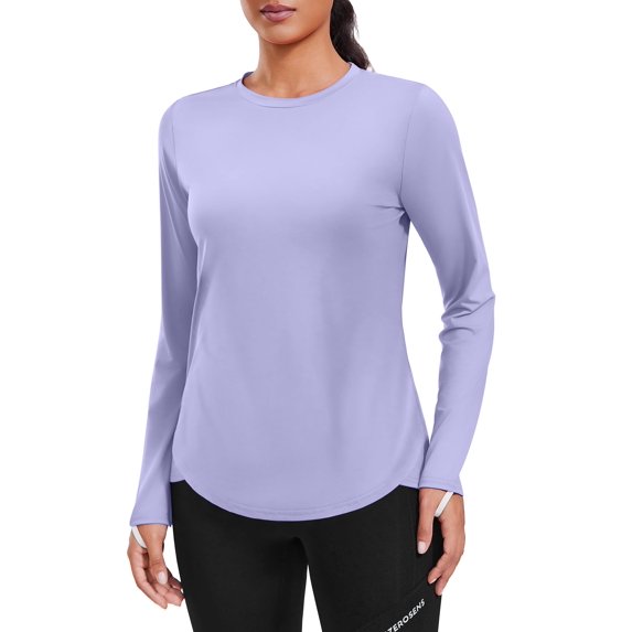 Pinspark UPF 50+ Rash Guard for Women Hiking Shirt Quick Dry Workout Top Long Sleeve Crewneck Running Shirts