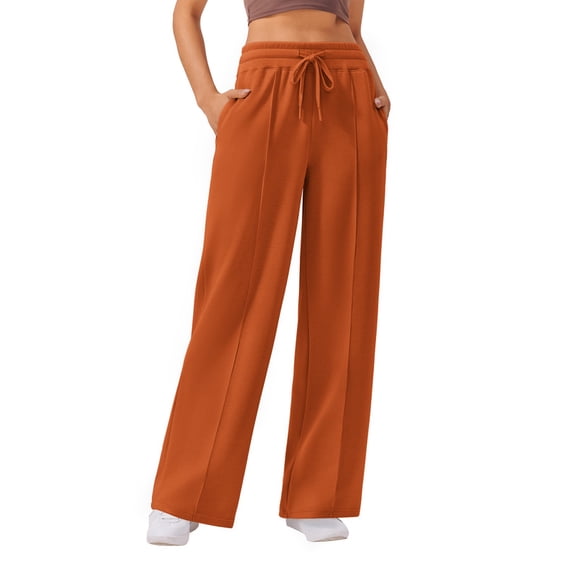Pinspark Wide Leg Sweatpants for Women's High-Waist Active Casual Pant Straight Leg Pants with Two Side Pockets