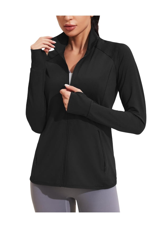 Woman Full Zip UPF 50+ Hoodless Jacket Quick Dry Long Sleeve Sun Shirt Comfy Golf Jackets with Zipper Pockets