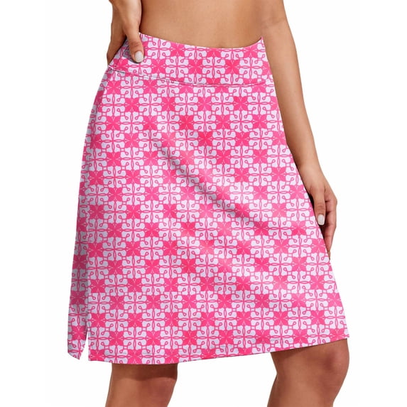 Pinspark Women's Skorts 20 Inch Knee Length Golf Tennis Modest Stretchy Athletic Active Skirts with Pockets