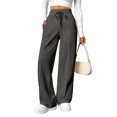thumbnail image 1 of Pinspark Women Wide Leg Sweatpants Elastic High Waisted Drawstring Casual Pants Straight Leg Long Pant with Pockets, 1 of 6