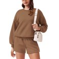 thumbnail image 1 of Pinspark Women's 2 Piece Matching Sets Long Sleeve Sweatshirts Sweatsuit 2024 Fall Trendy Tracksuit Travel Short Set, 1 of 5