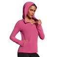 thumbnail image 1 of Pinspark Women's Athletic Hoodie Jackets Sun Protection Slim Fit Track Jacket Lightweight Long Sleeve Performance Shirt with Pockets, 1 of 6