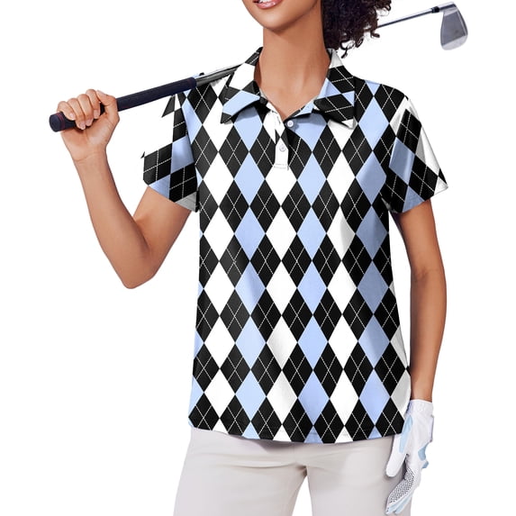 Pinspark Women's Golf Polo Shirts Short Sleeve Tennis Shirt Moisture Wicking Athletic T Shirt UV Protection Collared Sport Tops