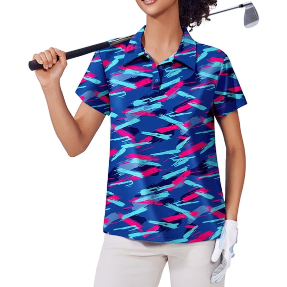 Pinspark Women's Golf Polo Shirts Short Sleeve Tennis Shirt Moisture Wicking Athletic T Shirt UV Protection Collared Sport Tops