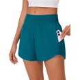 thumbnail image 1 of Pinspark Women's High Waisted Running Shorts Mesh Liner Athletic Shorts Quick Dry Gym Workout Shorts with Zip Pocket, 1 of 6