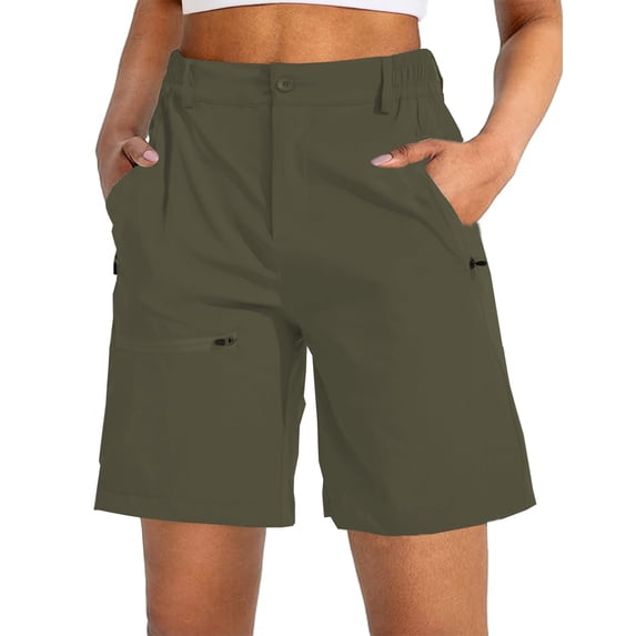 Pinspark Women's Hiking Cargo Shorts Quick Dry Work Summer Shorts for Women Golf Travel Athletic with Zipper Pockets