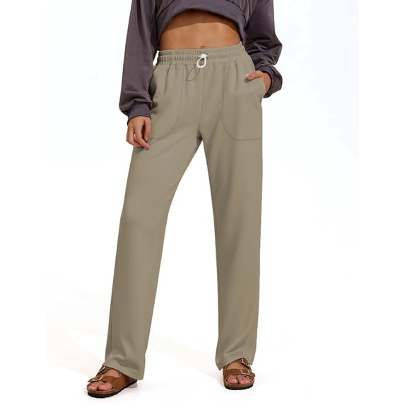 Pinspark Womens Straight Leg Sweatpants Casual Athletic Workout Pants Stretch Soft Lounge Pants with Pockets