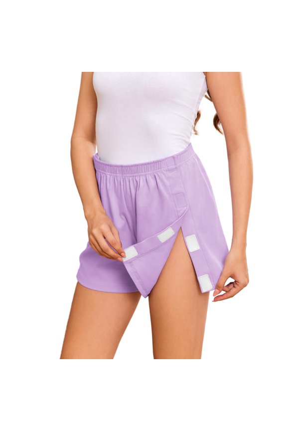 Women's Tear Away Shorts Side Split Open Cotton Leg Breakaway Post Surgery Recovery Bottoms