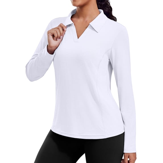 Pinspark Women's UPF 50+ Sun Shirts Long Sleeve Workout Tops Lightweight V Neck Hiking Running Fishing Golf Shirt for Summer