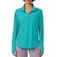 thumbnail image 1 of Pinspark Women's UPF 50+ Sun Shirts Quick Dry Quarter Zip Pullover Long Sleeve Workout Running Golf Beach Tops Loose Fit, 1 of 6