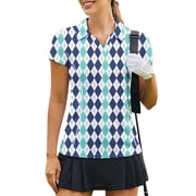Pinspark Womens Golf Shirt Short Sleeve Polo Shirts Tennis Tops Quick Dry Pickleball Clothing