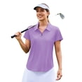 thumbnail image 1 of Pinspark Womens Golf Shirts 1/4 Zip Up Polo Short Sleeve Quick Dry Tennis Work Collared Top V Neck Polo with Curved Hem, 1 of 6