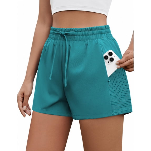 Pinspark Womens Workouts Shorts with MSH Lining Outdoor Breathable Athletic Shorts with Pockets Summer Quick Dry Active Shorts