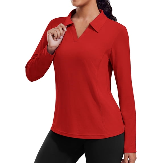Pinspark Workout Tops for Women Long Sleeve UPF 50+ Sun Shirts Lightweight Running Hiking Athletic Top Quick Dry Golf Polo