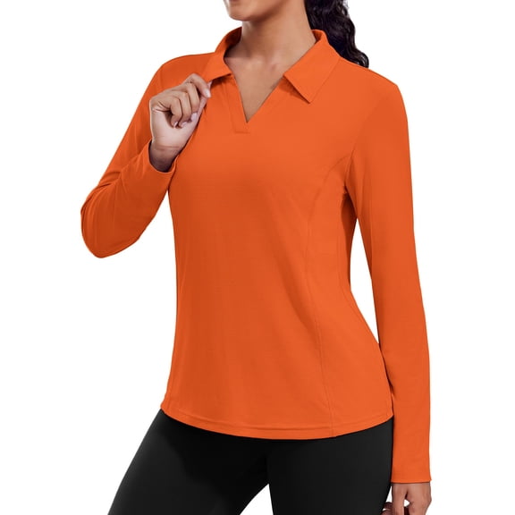 Pinspark Workout Tops for Women Long Sleeve UPF 50+ Sun Shirts Lightweight Running Hiking Athletic Top Quick Dry Golf Polo