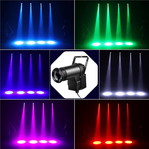 Pinspot Light 15W DMX 2 Pack, RGBW Disco Ball Lights with Remote Control, DMX512, Sound Activated Pin Spotlight for Party Wedding DJ Disco Shows