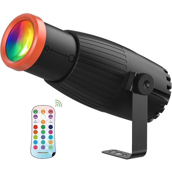 Pinspot Light, 18W RGBW 4 in 1 Spot Lights with Remote, Bright with Light Guide Pillar, Manual Focus Disco Ball Spotlight, Soft Cozy Stage Effect Lighting for DJ Disco Party Wedding