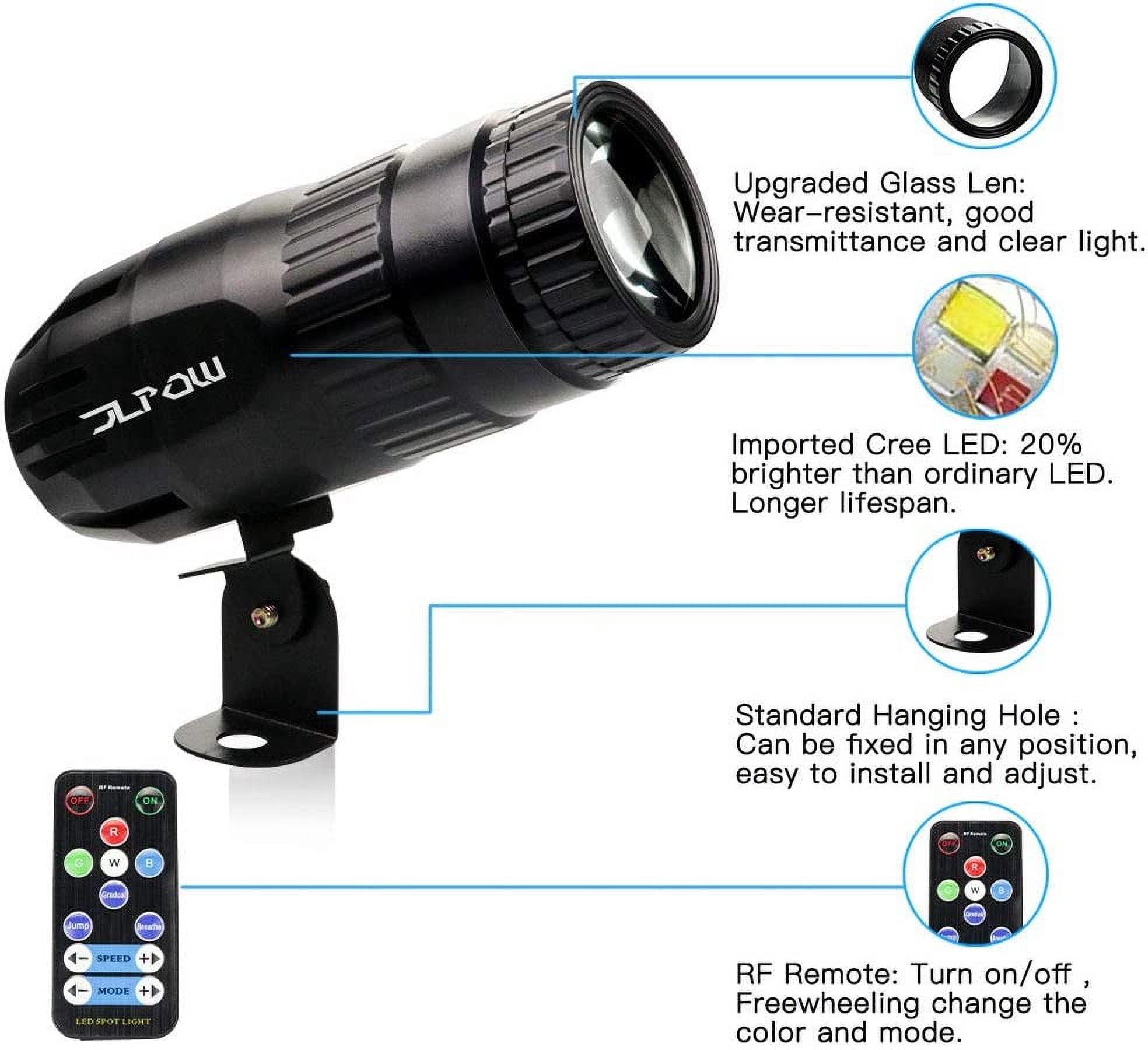 Pinspot Light with Remote, Super Bright Mirror Ball Spotlight, Mini 15W RGBW LED Beam Spot Lights Stage Effect Lighting, Best for DJ Disco Party Bar Club Show Wedding Children's Theater