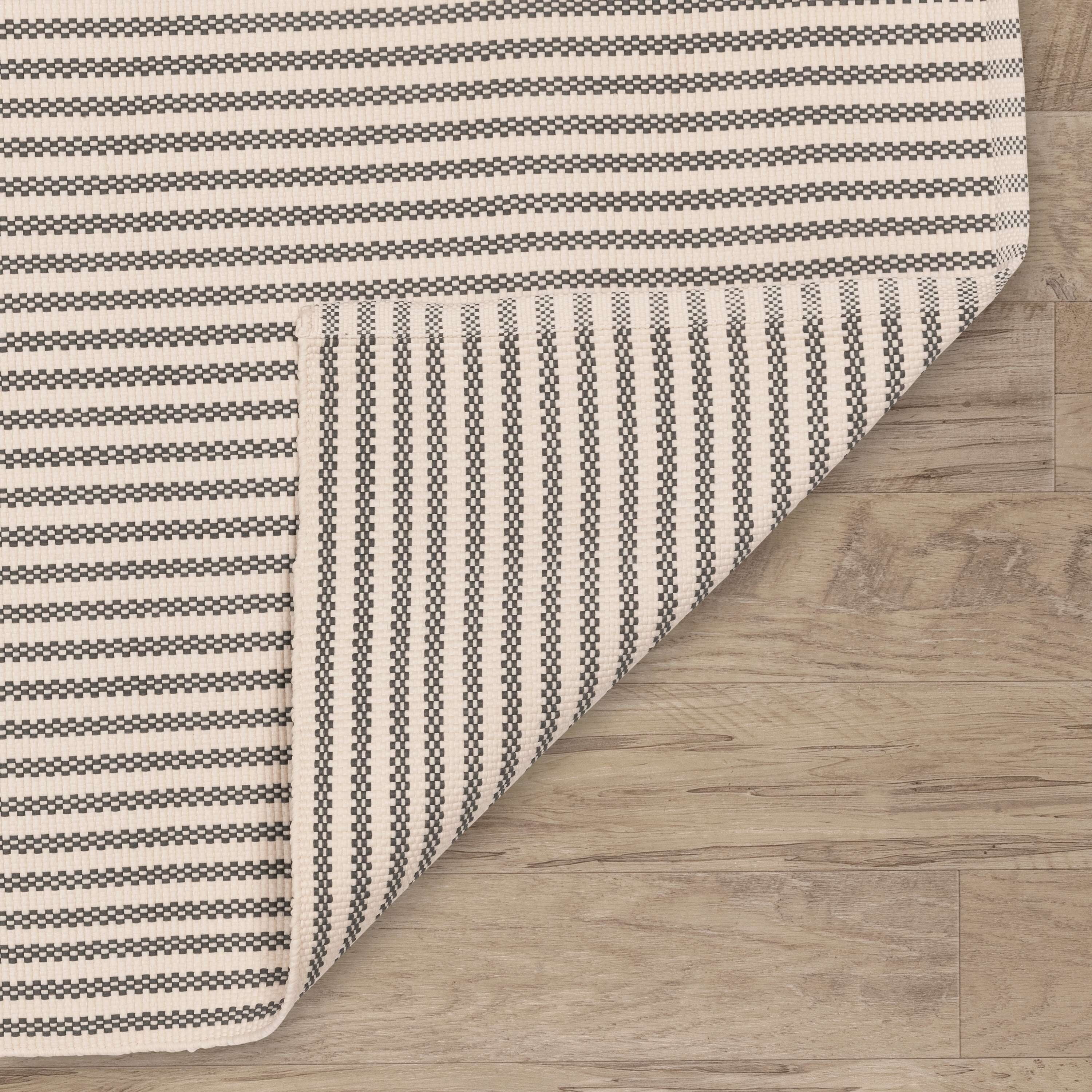 Handwoven Brown and Ivory Synthetic Stripe Rectangular Rug