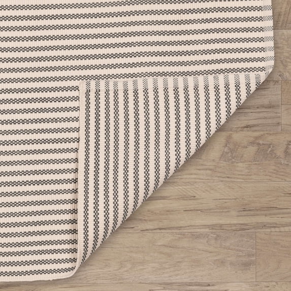 Pinstripe Brown/Ivory Handwoven Indoor/Outdoor Rug, 5' x 8'