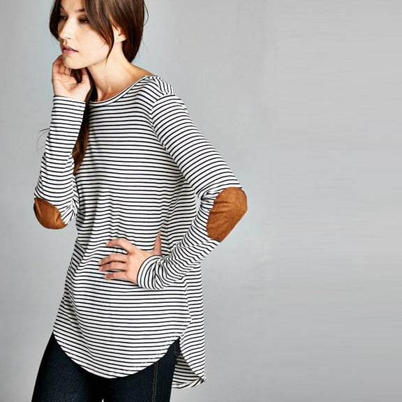 Pinstripe Elbow Patched Tunic