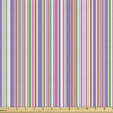 Ambesonne Pinstripe Fabric by the Yard Upholstery, Abstract Vibrant Design, 10 Yards, Multicolor