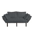 thumbnail image 1 of Pinstripe Futon Couch, Monochrome Black and White Design White Thin Uneven Lines on Dark Backdrop, Daybed with Metal Frame Upholstered Sofa for Living Dorm, Loveseat, Black and White, by Ambesonne, 1 of 4